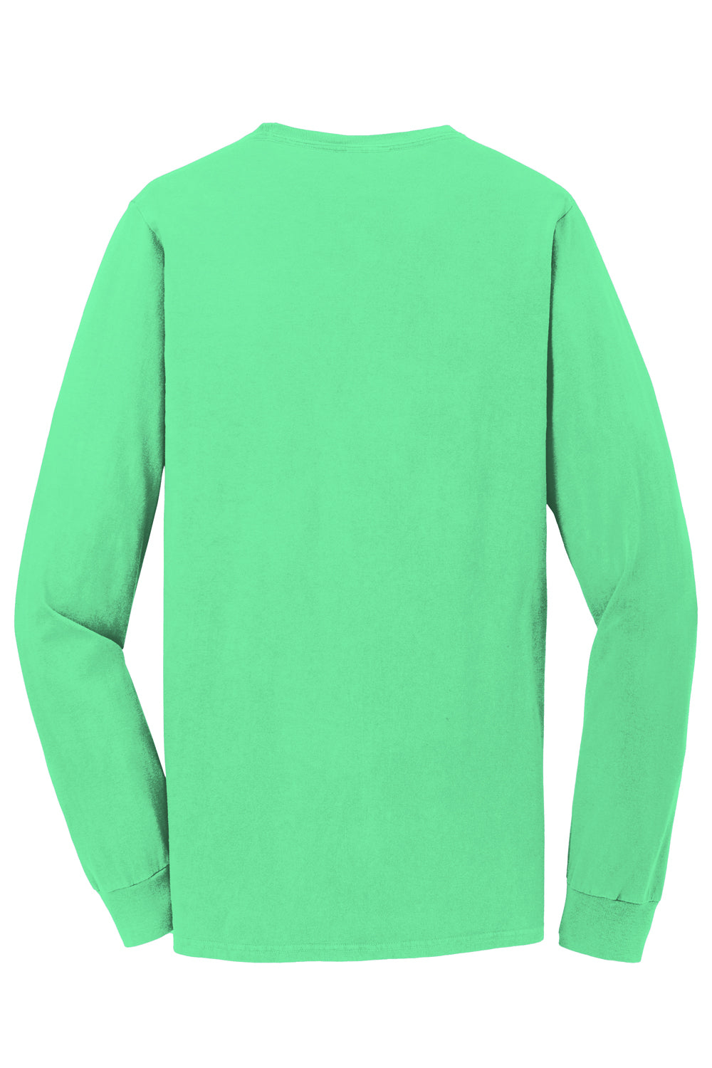 Port & Company PC099LS Mens Beach Wash Long Sleeve Crewneck T-Shirt Jadeite Green Flat Back