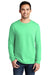 Port & Company PC099LS Mens Beach Wash Long Sleeve Crewneck T-Shirt Jadeite Green Model Front