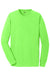 Port & Company PC099LS Mens Beach Wash Long Sleeve Crewneck T-Shirt Neon Green Flat Front