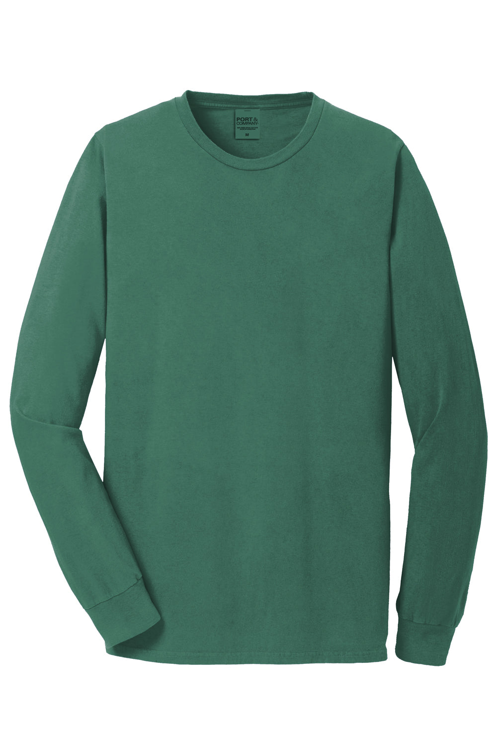 Port & Company PC099LS Mens Beach Wash Long Sleeve Crewneck T-Shirt Nordic Green Flat Front