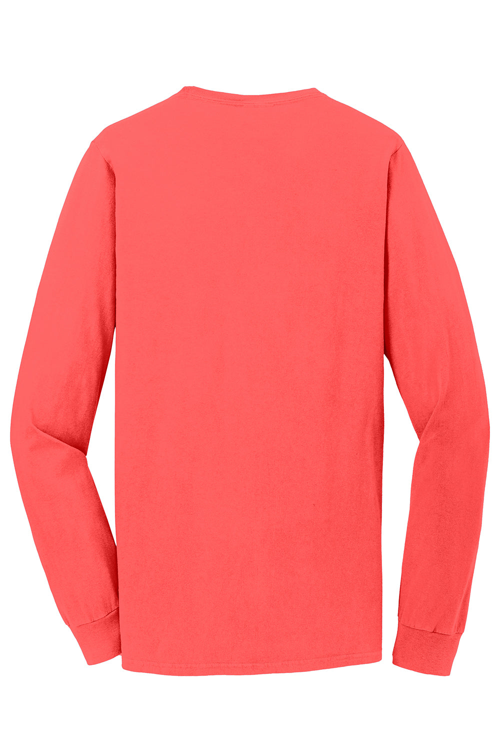 Port & Company PC099LS Mens Beach Wash Long Sleeve Crewneck T-Shirt Poppy Red Flat Back