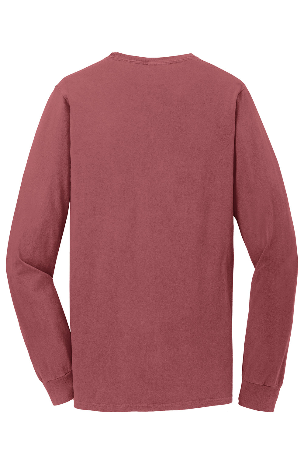 Port & Company PC099LS Mens Beach Wash Long Sleeve Crewneck T-Shirt Red Rock Flat Back