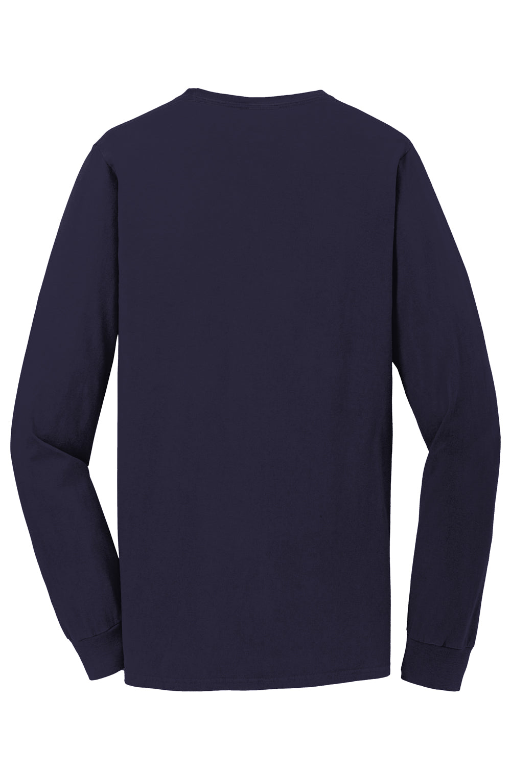 Port & Company PC099LS Mens Beach Wash Long Sleeve Crewneck T-Shirt True Navy Blue Flat Back