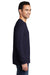 Port & Company PC099LS Mens Beach Wash Long Sleeve Crewneck T-Shirt True Navy Blue Model Side