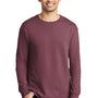 Port & Company Mens Beach Wash Long Sleeve Crewneck T-Shirt - Wineberry