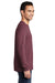 Port & Company PC099LS Mens Beach Wash Long Sleeve Crewneck T-Shirt Wineberry Model Side