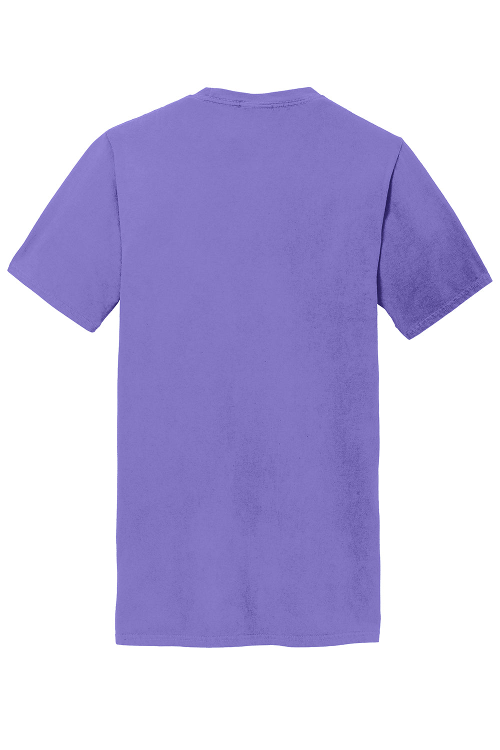 Port & Company PC099P Mens Beach Wash Short Sleeve Crewneck T-Shirt w/ Pocket Amethyst Purple Flat Back