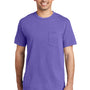 Port & Company Mens Beach Wash Short Sleeve Crewneck T-Shirt w/ Pocket - Amethyst Purple