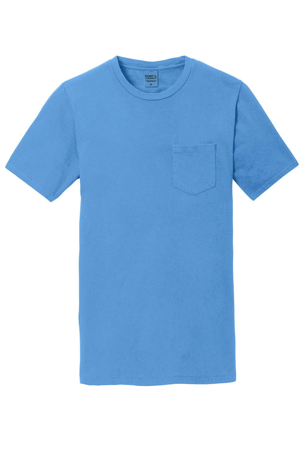 Port & Company PC099P Mens Beach Wash Short Sleeve Crewneck T-Shirt w/ Pocket Blue Moon Flat Front