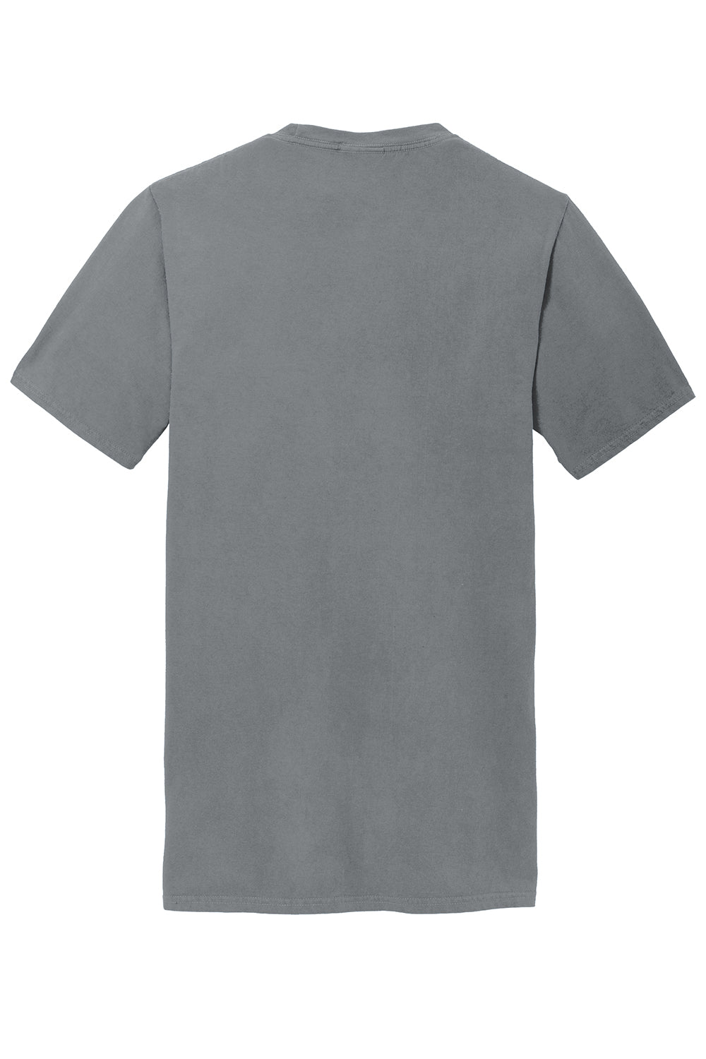 Port & Company PC099P Mens Beach Wash Short Sleeve Crewneck T-Shirt w/ Pocket Coal Grey Flat Back