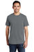 Port & Company PC099P Mens Beach Wash Short Sleeve Crewneck T-Shirt w/ Pocket Coal Grey Model Front