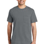 Port & Company Mens Beach Wash Short Sleeve Crewneck T-Shirt w/ Pocket - Coal Grey