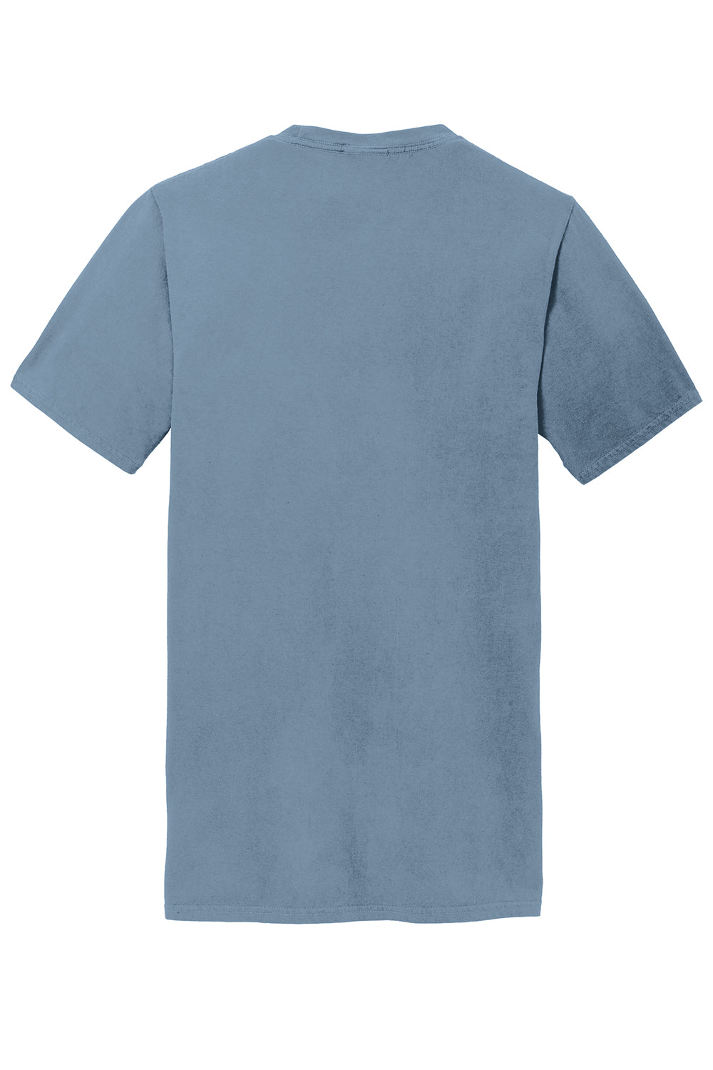 Port & Company PC099P Mens Beach Wash Short Sleeve Crewneck T-Shirt w/ Pocket Denim Blue Flat Back