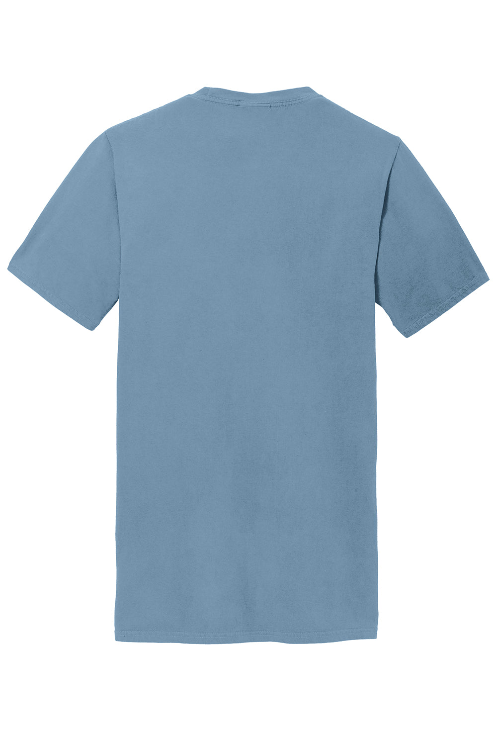 Port & Company PC099P Mens Beach Wash Short Sleeve Crewneck T-Shirt w/ Pocket Mist Blue Flat Back