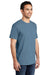 Port & Company PC099P Mens Beach Wash Short Sleeve Crewneck T-Shirt w/ Pocket Mist Blue Model 3q