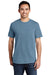 Port & Company PC099P Mens Beach Wash Short Sleeve Crewneck T-Shirt w/ Pocket Mist Blue Model Front