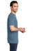 Port & Company PC099P Mens Beach Wash Short Sleeve Crewneck T-Shirt w/ Pocket Mist Blue Model Side