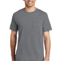 Port & Company Mens Beach Wash Short Sleeve Crewneck T-Shirt w/ Pocket - Pewter Grey