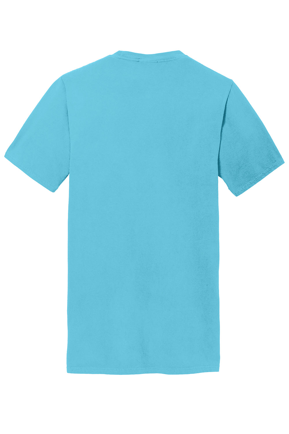 Port & Company PC099P Mens Beach Wash Short Sleeve Crewneck T-Shirt w/ Pocket Tidal Wave Blue Flat Back