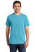 Port & Company PC099P Mens Beach Wash Short Sleeve Crewneck T-Shirt w/ Pocket Tidal Wave Blue Model Front