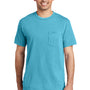 Port & Company Mens Beach Wash Short Sleeve Crewneck T-Shirt w/ Pocket - Tidal Wave Blue