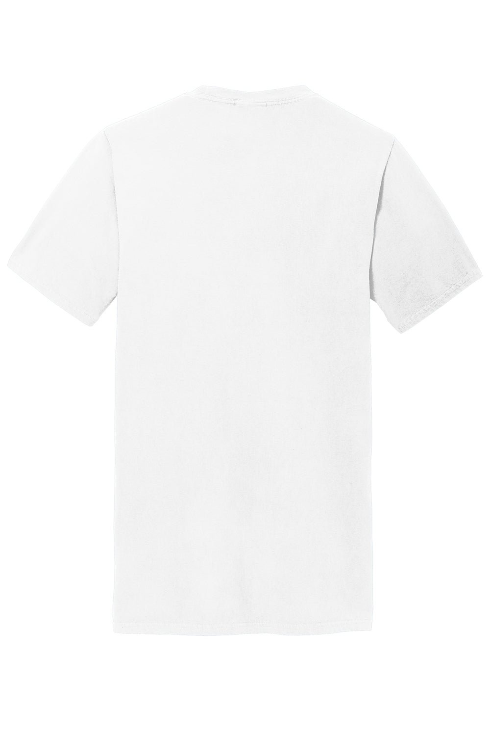 Port & Company PC099P Mens Beach Wash Short Sleeve Crewneck T-Shirt w/ Pocket White Flat Back