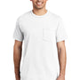 Port & Company Mens Beach Wash Short Sleeve Crewneck T-Shirt w/ Pocket - White