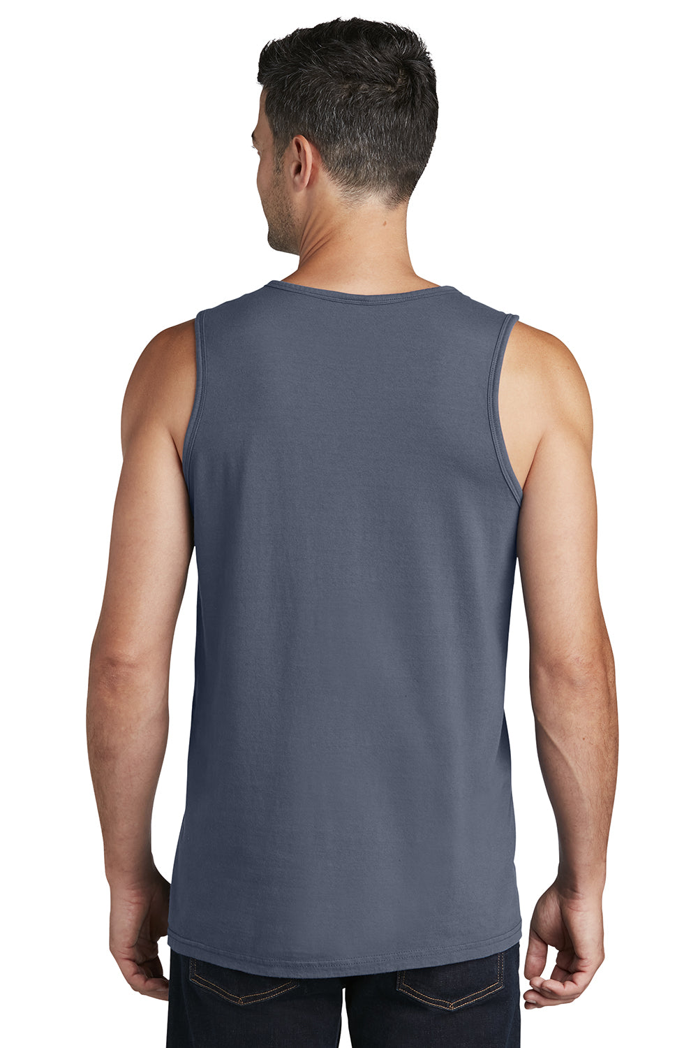 Port & Company PC099TT Mens Beach Wash Tank Top Denim Blue Model Back