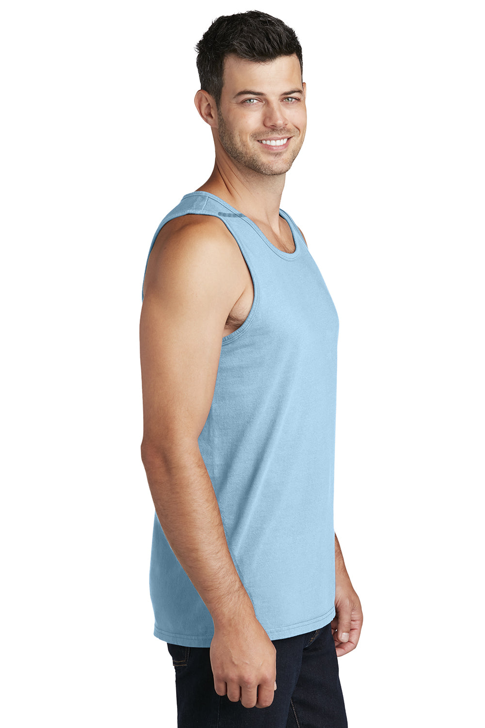 Port & Company PC099TT Mens Beach Wash Tank Top Glacier Blue Model Side