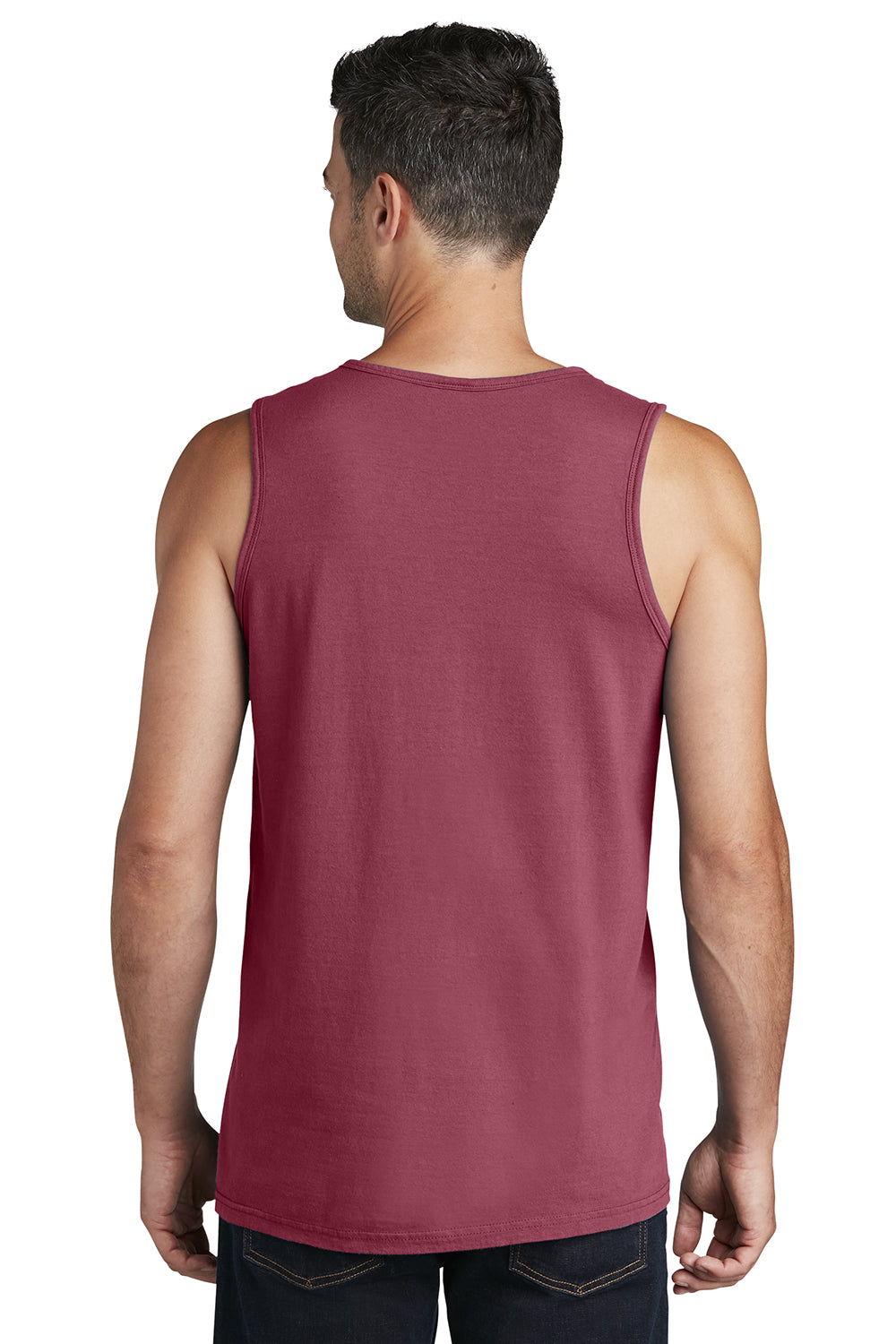 Port & Company PC099TT Mens Beach Wash Tank Top Merlot Red Model Back