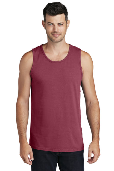 Port & Company PC099TT Mens Beach Wash Tank Top Merlot Red Model Front