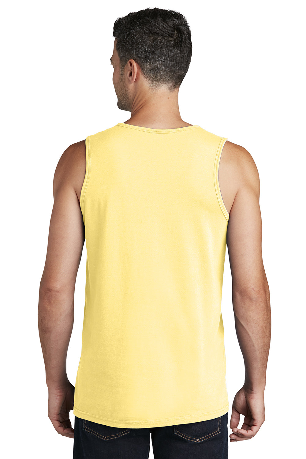 Port & Company PC099TT Mens Beach Wash Tank Top Popcorn Yellow Model Back