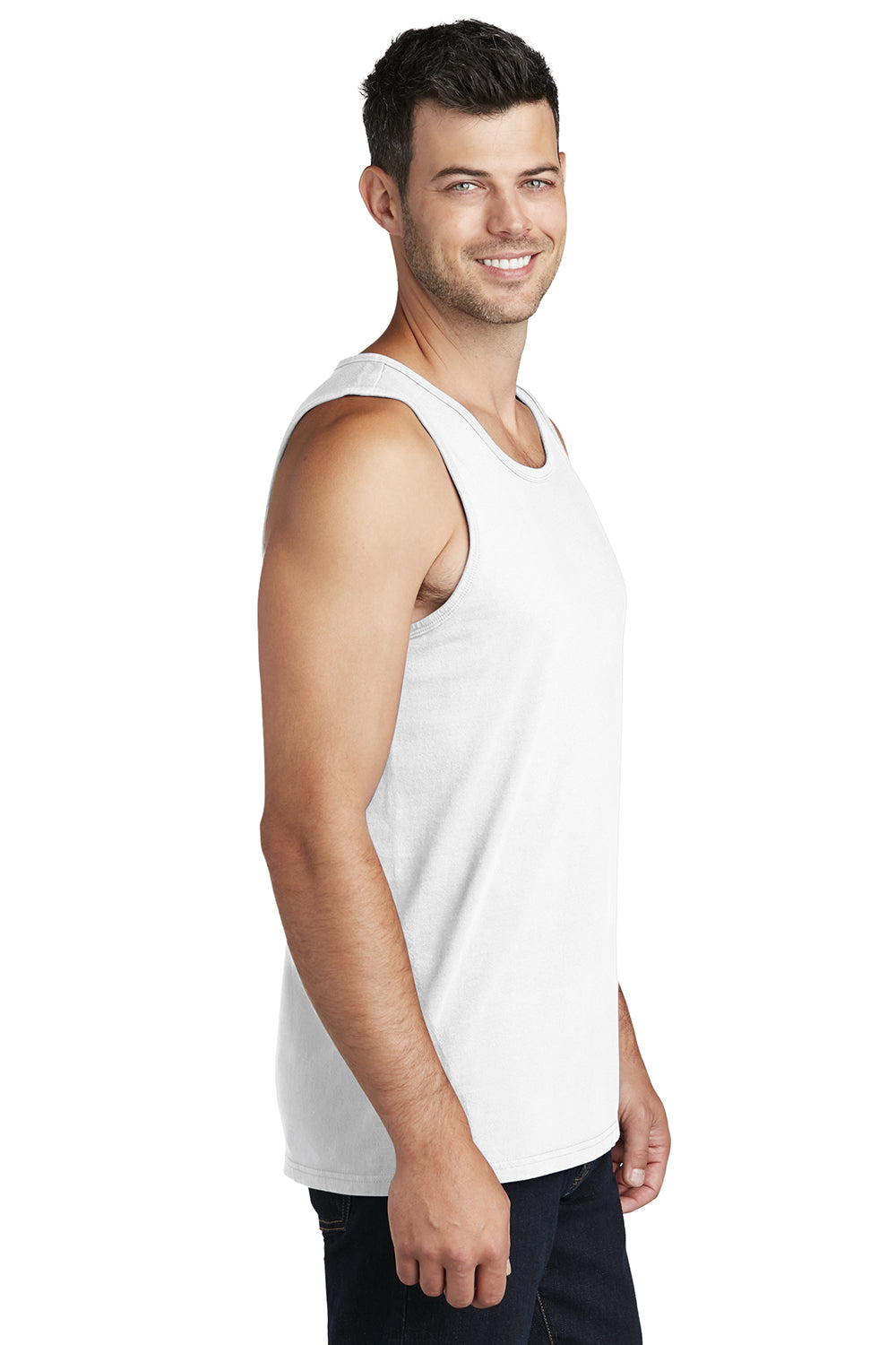 Port & Company PC099TT Mens Beach Wash Tank Top White Model Side