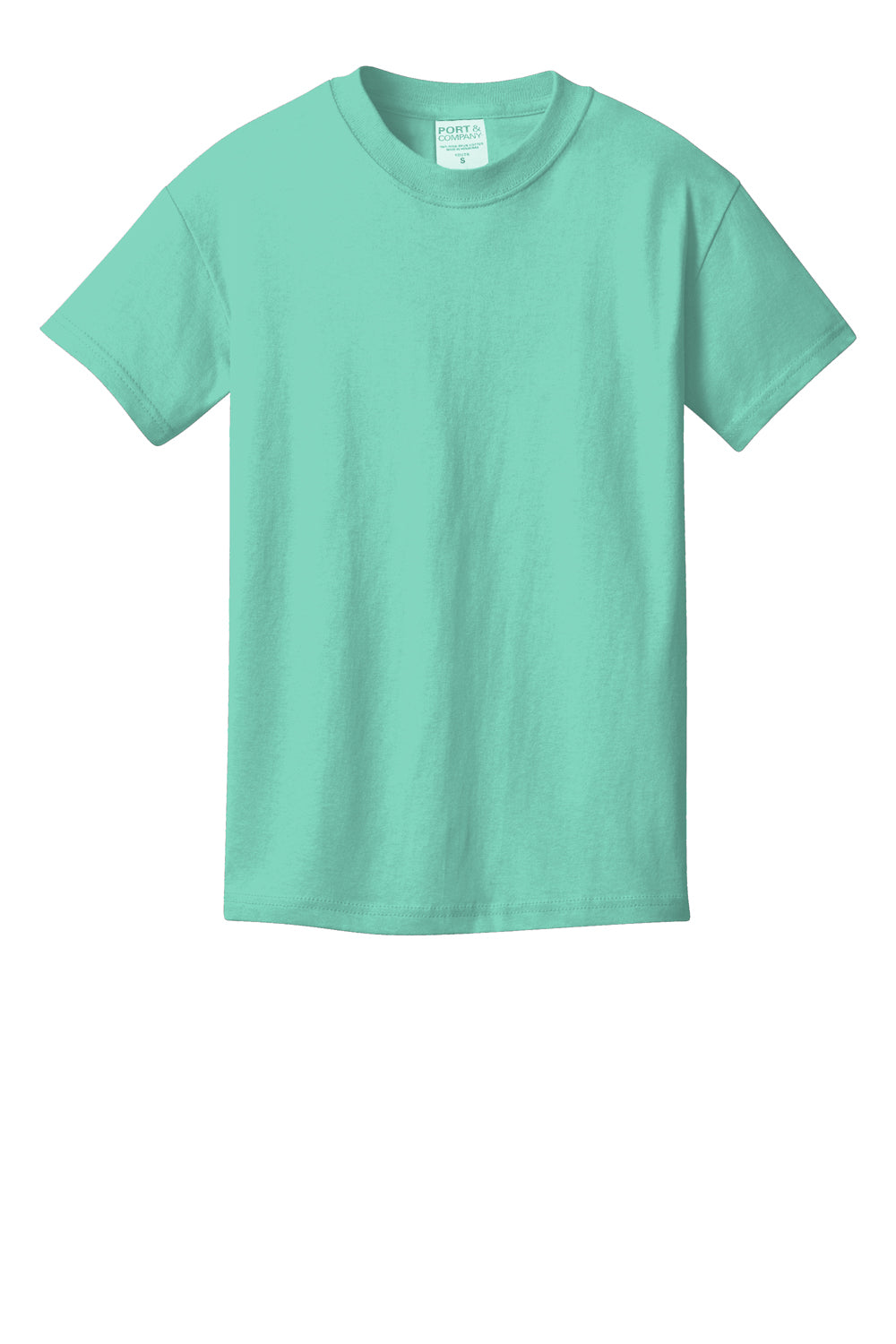 Port & Company PC099Y Youth Beach Wash Short Sleeve Crewneck T-Shirt Cool Mint Green Flat Front