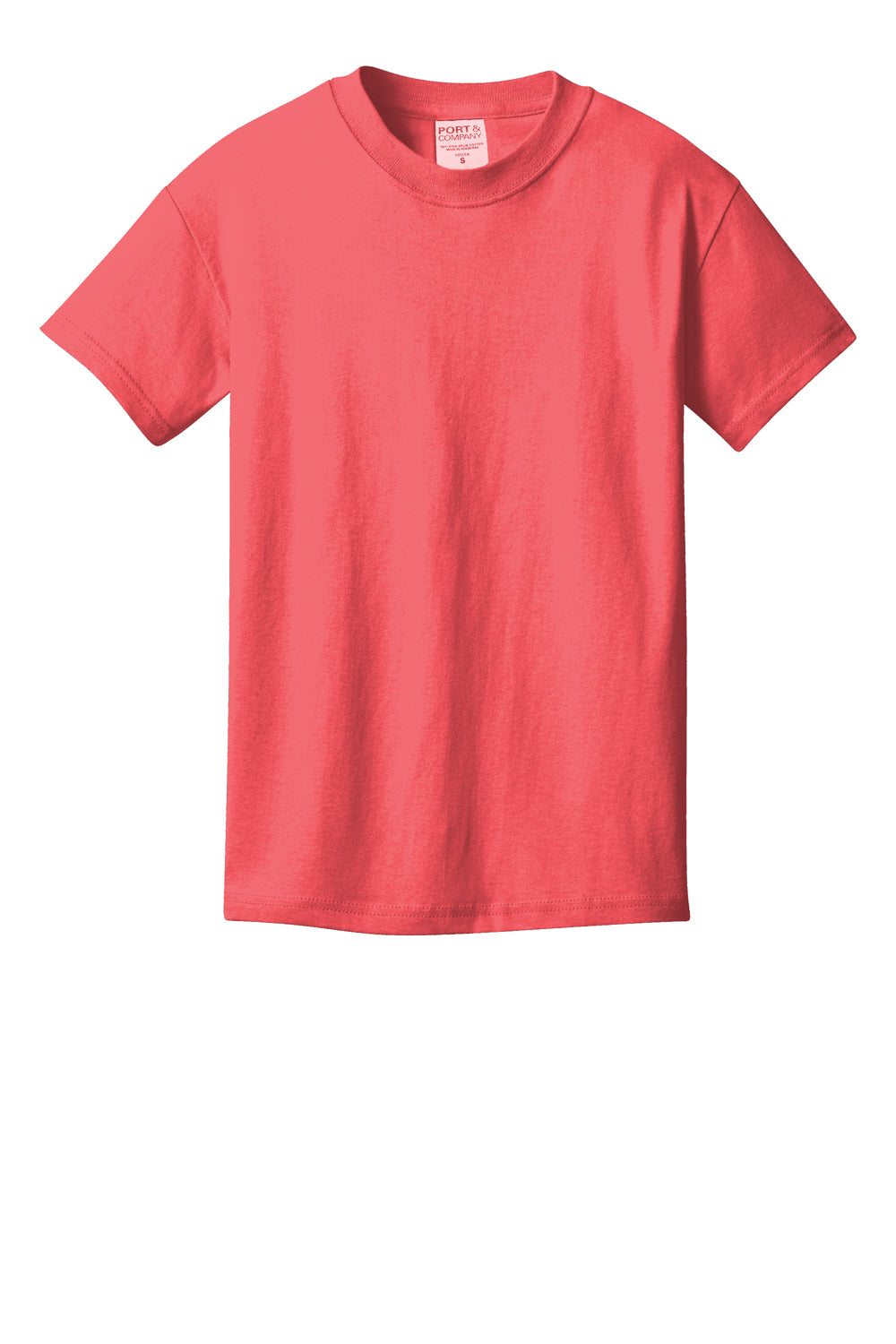 Port & Company PC099Y Youth Beach Wash Short Sleeve Crewneck T-Shirt Fruit Punch Pink Flat Front