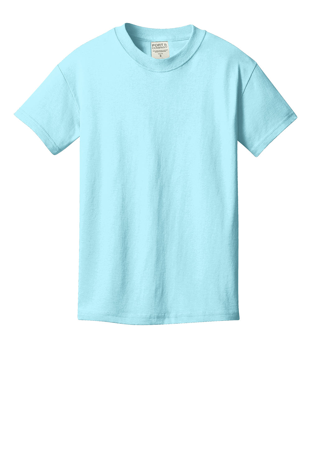 Port & Company PC099Y Youth Beach Wash Short Sleeve Crewneck T-Shirt Glacier Blue Flat Front