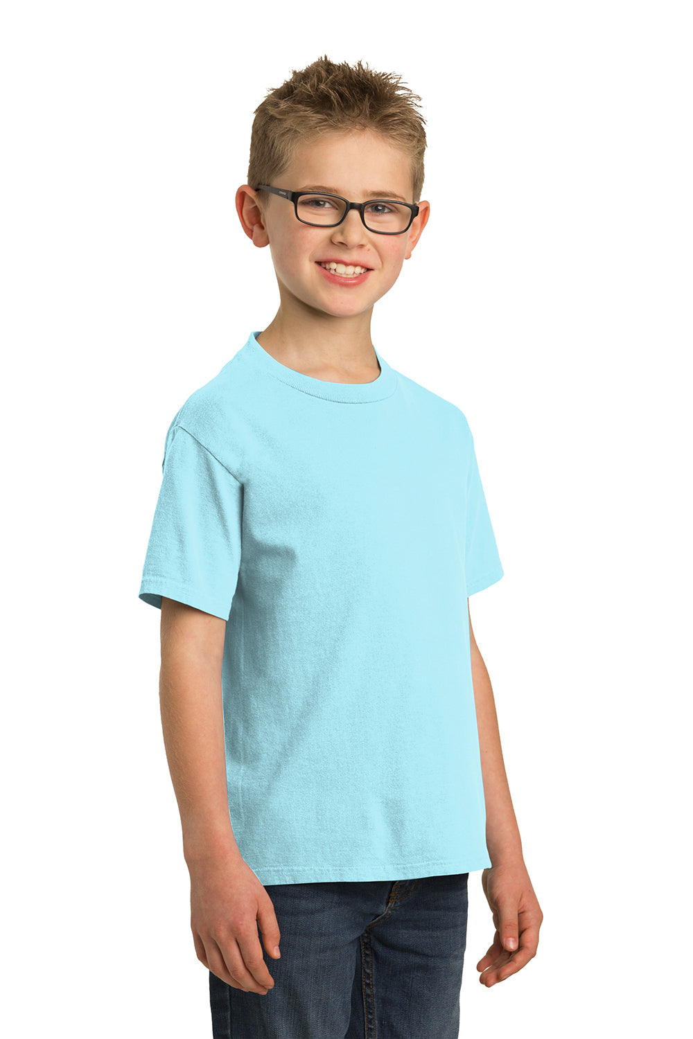 Port & Company PC099Y Youth Beach Wash Short Sleeve Crewneck T-Shirt Glacier Blue Model 3q