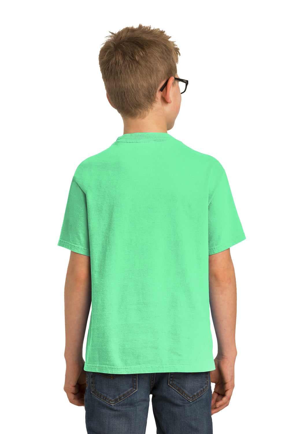 Port & Company PC099Y Youth Beach Wash Short Sleeve Crewneck T-Shirt Jadeite Green Model Back