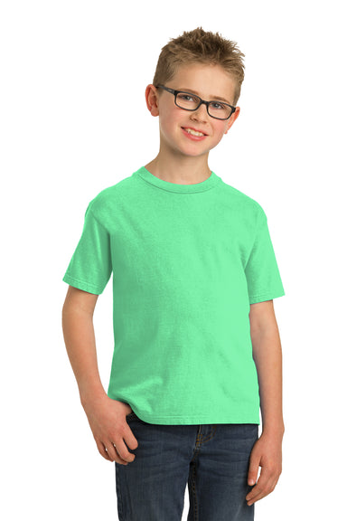 Port & Company PC099Y Youth Beach Wash Short Sleeve Crewneck T-Shirt Jadeite Green Model Front