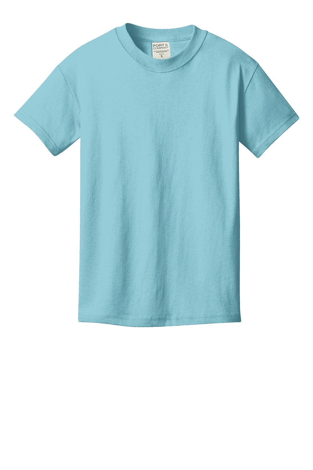 Port & Company PC099Y Youth Beach Wash Short Sleeve Crewneck T-Shirt Mist Blue Flat Front