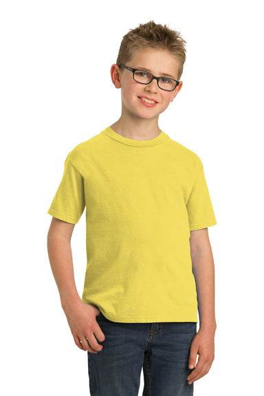 Port & Company PC099Y Youth Beach Wash Short Sleeve Crewneck T-Shirt Popcorn Yellow Model Front