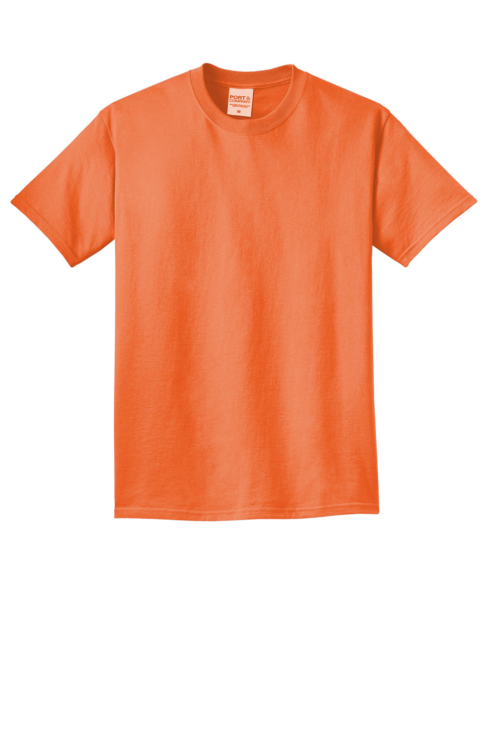 Port & Company PC099 Mens Beach Wash Short Sleeve Crewneck T-Shirt Cantaloupe Orange Flat Front