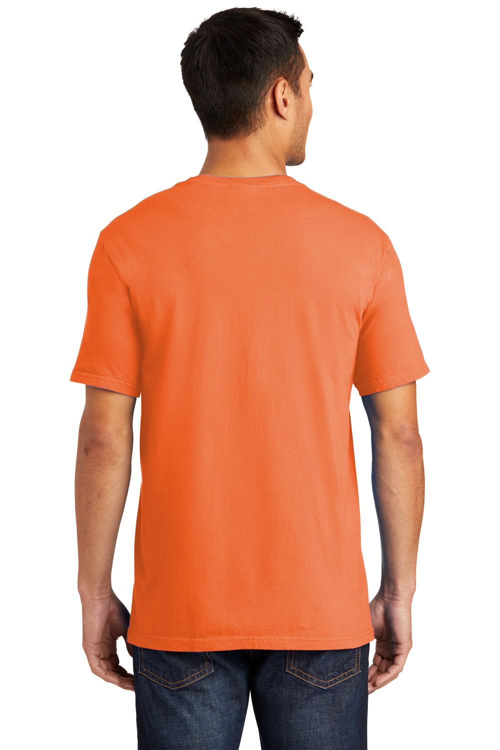 Port & Company PC099 Mens Beach Wash Short Sleeve Crewneck T-Shirt Cantaloupe Orange Model Back