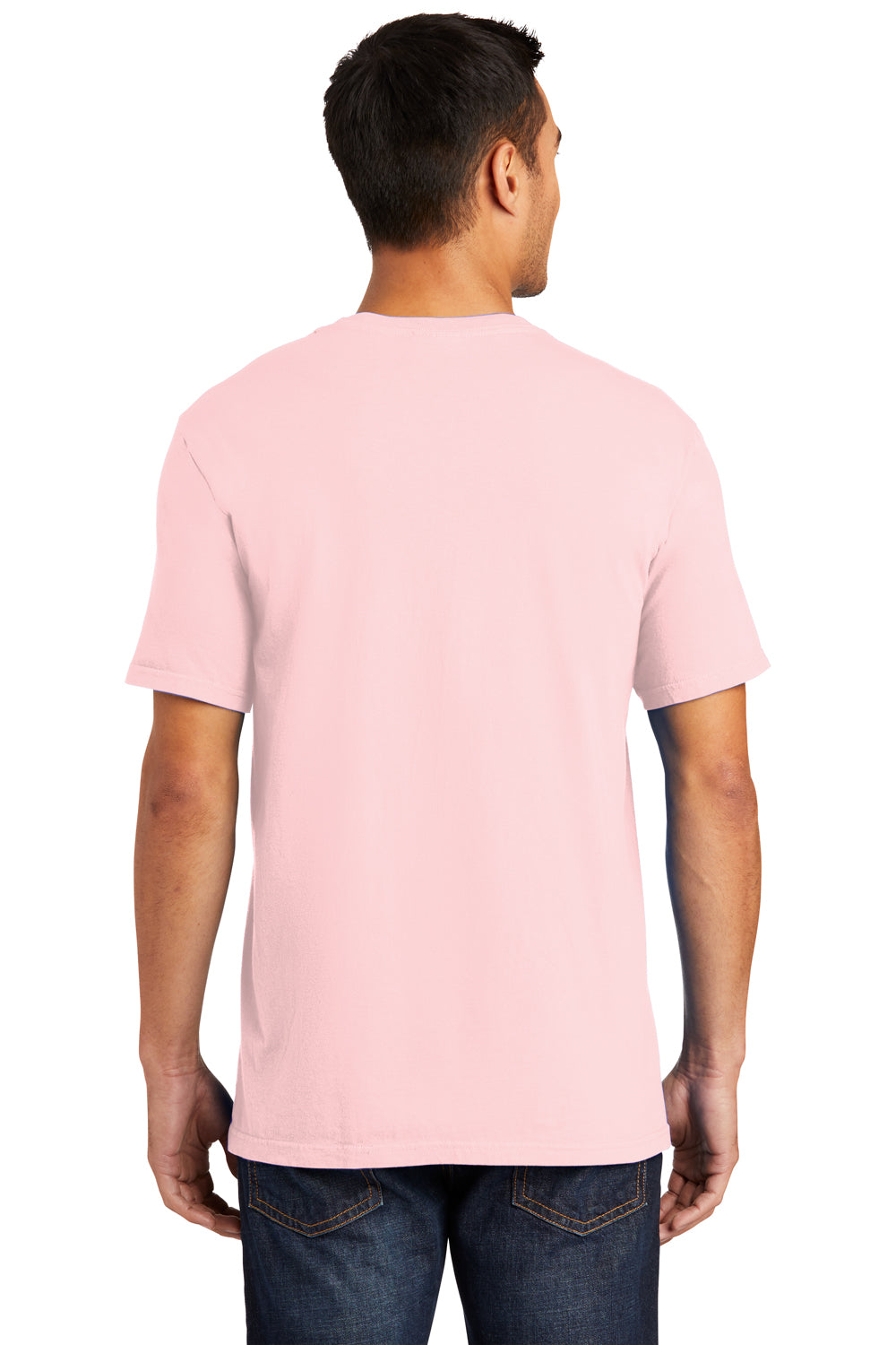 Port & Company PC099 Mens Beach Wash Short Sleeve Crewneck T-Shirt Cherry Blossom Pink Model Back