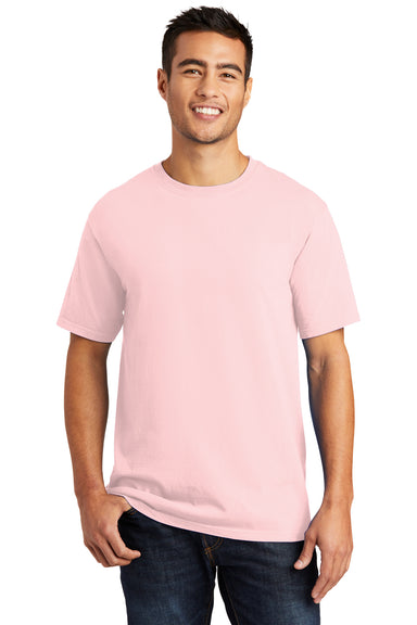 Port & Company PC099 Mens Beach Wash Short Sleeve Crewneck T-Shirt Cherry Blossom Pink Model Front