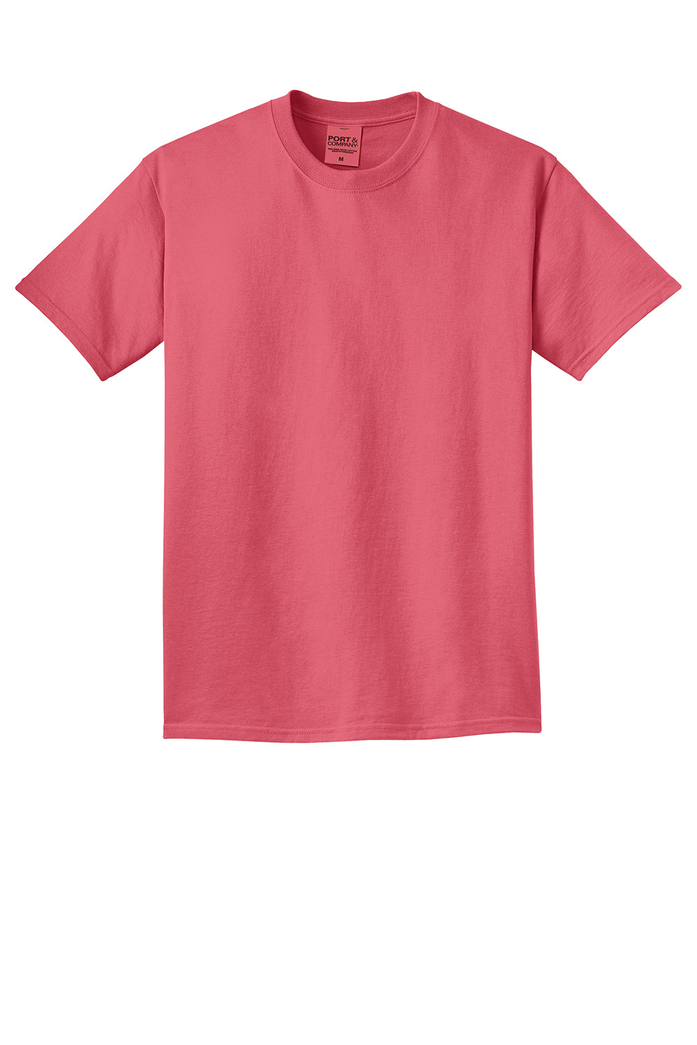 Port & Company PC099 Mens Beach Wash Short Sleeve Crewneck T-Shirt Fruit Punch Pink Flat Front