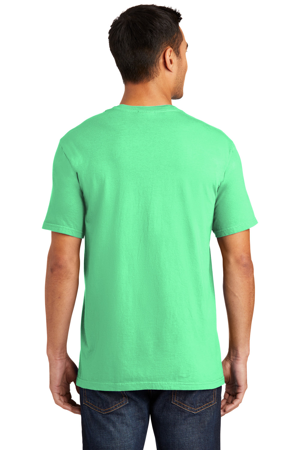 Port & Company PC099 Mens Beach Wash Short Sleeve Crewneck T-Shirt Jadeite Green Model Back