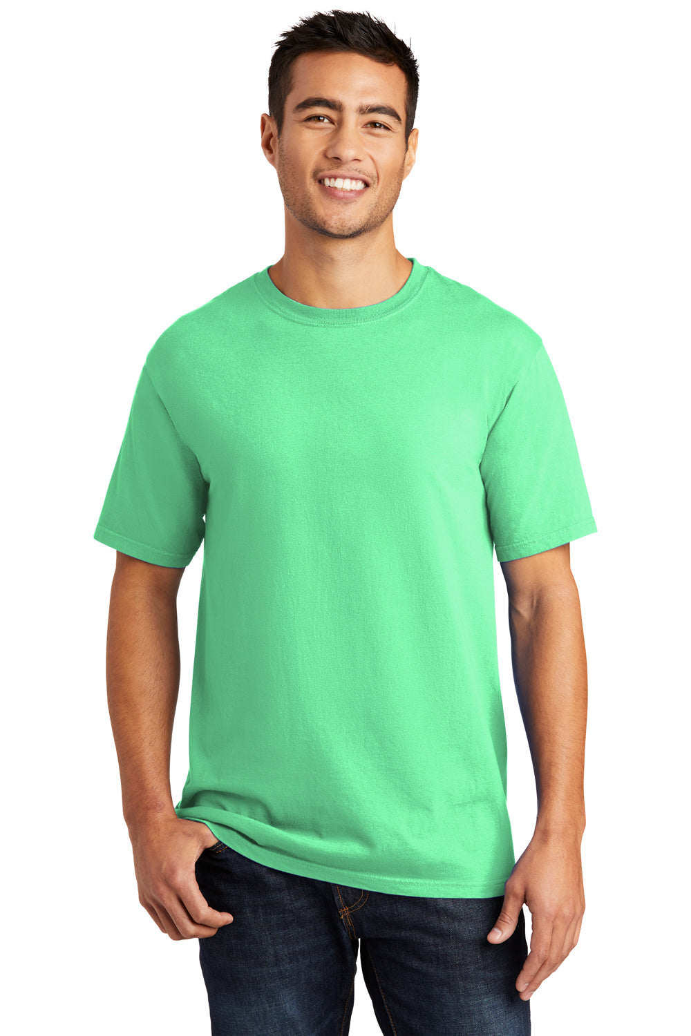 Port & Company PC099 Mens Beach Wash Short Sleeve Crewneck T-Shirt Jadeite Green Model Front