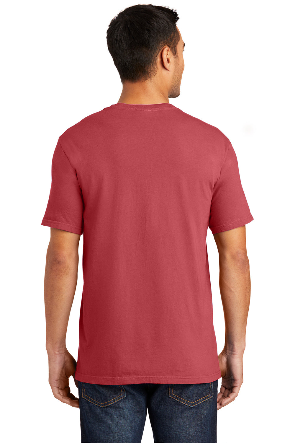 Port & Company PC099 Mens Beach Wash Short Sleeve Crewneck T-Shirt Merlot Red Model Back