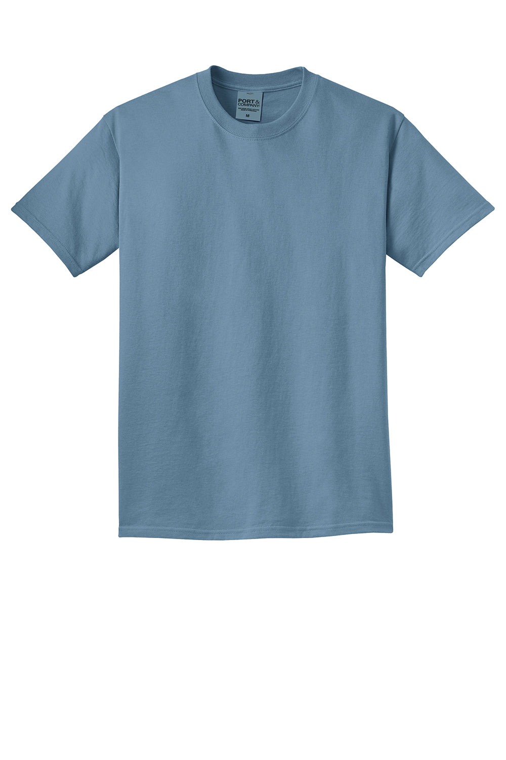 Port & Company PC099 Mens Beach Wash Short Sleeve Crewneck T-Shirt Mist Blue Flat Front